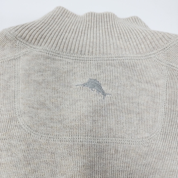 Tommy Bahama 1/4 Zipper Beige Pullover ‎ Sweater - Picture 6 of 13
